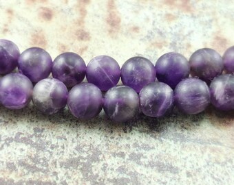 Mate round amethyst beads (8mm) , Naturel gemstones , Full strand amethyst