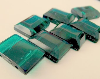 20 pcs 2 Holes 20x14 mm  Emerald Green , Rectangle , Vintage German Beads , Findings , Bracelet Beads ,  Lucite Beads  - bk099