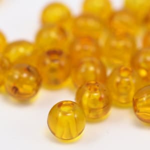 20 pcs Opaque Round Yellow Vintage Plastic  German Beads ,7 mm ,  Lucite Beads  - bk276