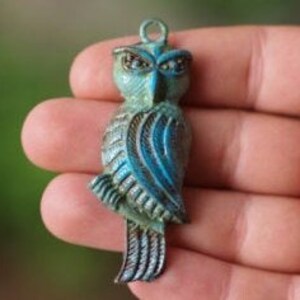 Verdigris Owl Pendant Patina , Metal Charms ,Findings ,63mm