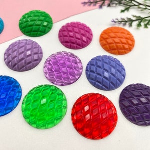 サークル ダイアモンド カーブ カボション、22mm ラウンド ルーサイト カブ、ジュエリー用 カボション、ドイツ製 カーブ カブ - Sticky Cabs | ヴィンテージ、高品質、スタイリッシュ、丈夫なカボション！