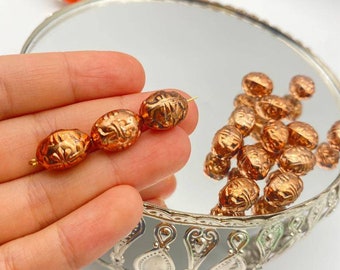 Copper Acrylic Beads ( 10 pcs ) , 15x10 mm  Vintage German Beads , Findings ,  Lucite Beads  - bk013