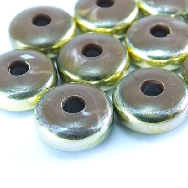 Vintage coin beads ( 20 pcs ) - 10mm Plastic rondelle beads - Loose spacer beads - German beads - cr15