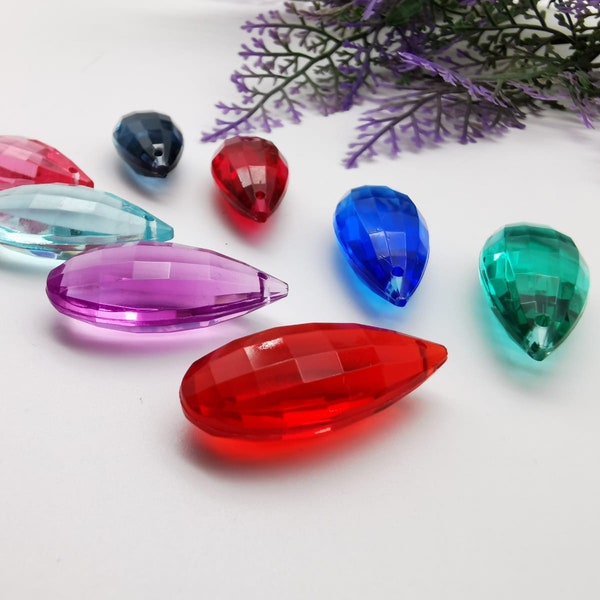 perles en forme de larme vintage (50 pièces), perles acryliques en cristal de 29 mm, perles de lucite allemandes - dcb