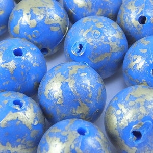 50 pcs Round Verdigris Beads , Vintage German Beads , 14 mm ,  Lucite Beads