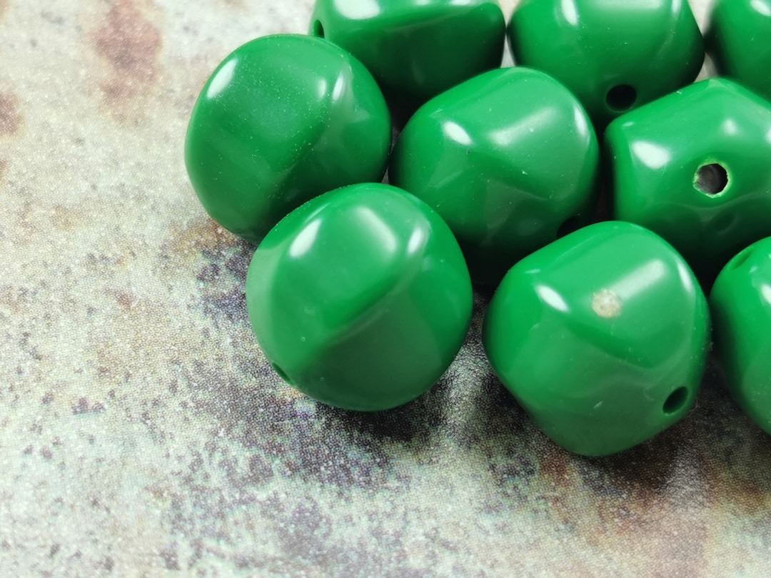 10 Perles Acryliques Rondes Vertes 12x12 Mm – Pour Bijoux DIY, Création, Neuf, Origine France