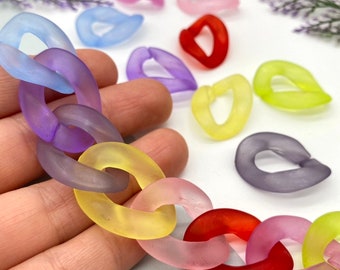 Plastic Chain Links - 29mm Clear Colorful Plastic or Acrylic Chain Links - Mixed Colors - 20pc set Pastel Color Chain links