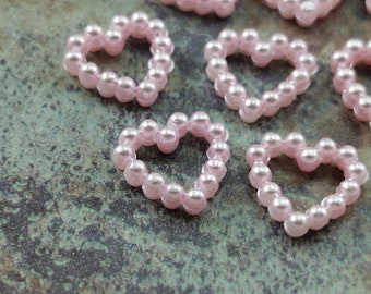 Pink Heart Charms (50 pcs) , Vintage German Beads , Findings ,  12 mm , Lucite Beads  - bk064