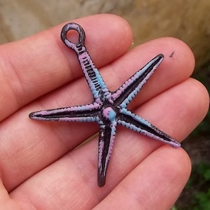 Patina Starfish Necklace, Patina Charm, Sea Star, Ocean, Beach Jewelry, Sea Life , 45 mm