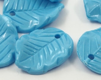 10 psc Leaf Vintage Plastic Beads , Lucite Beads , 19x15 mm, Pendant , Earring Findings - bk401