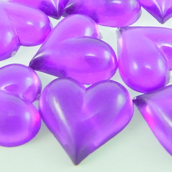 10 pcs Purple Heart Vintage German Cabachons ,Findings , 17 mm Heart Cabs ,accessory , Jewelry Supplies , Flat Back