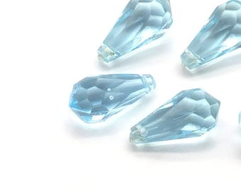 Koraliki łezki Clear Blue (20 szt.), 18 mm akrylowe koraliki vintage, Koraliki do kolczyków - koraliki żyrandolowe - dcb