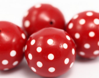 10  pcs Vintage Polka Dot Round Beads , 30 mm , Vintage German Beads , Large Beads  , Lucite Beads - bk258