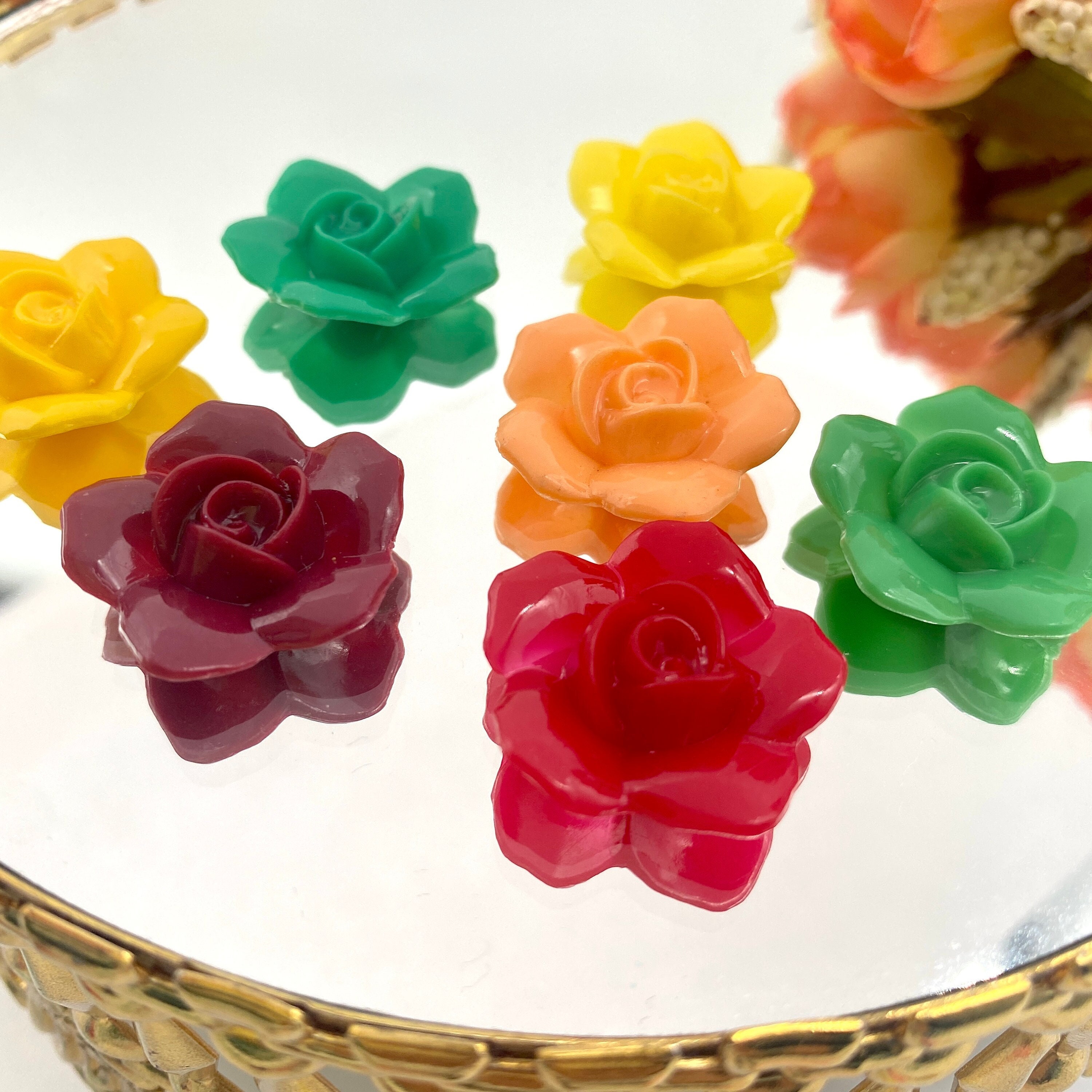 ヴィンテージローズカボション（8個セット オーナメント用のフラワー