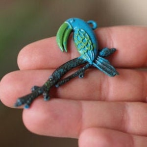 Parrot  Pendant Patina , Patina Metal Charms ,Handmade Findings  63 mm, nickel free