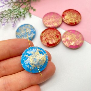 Vintage Circle  Acrylic Beads , Gold Speckled - 24 mm - Beads for Bracelet and Earring ( 20 Pcs ) , High Quality Vintage German Beads