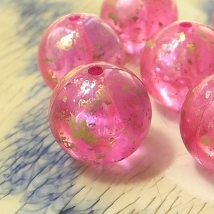 Vintage Round Beads , 14mm Vintage German Beads , Findings ,  Pink Lucite Beads