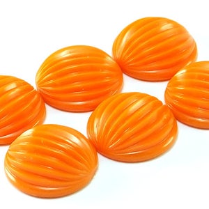 Orange Circle Carved Vintage German Cabochon , Plastic Cabs , 24 mm 8 psc image 2