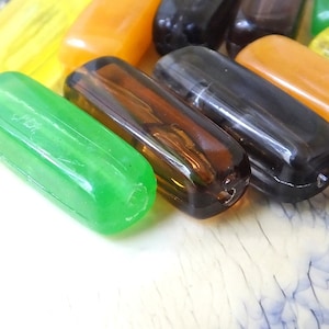 Vintage tube beads ( 10 pcs ), German rectangle plastic beads , Tube lucite beads , 25x10 mm , Lucite Beads