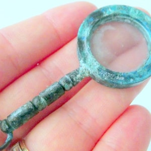 Real Patina Handling Brass Magnifier Pendant,Charms ,60mm  Craft Supplies 60mm