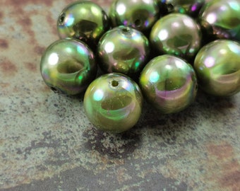 AB Round Beads (10 pcs) , Vintage Beads, 16mm-18mm optional  , German Lucite Beads