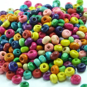 500 pcs 4x3 mm multi color  wood beads , oval shaped wood beads , small mixed beads  -ab166