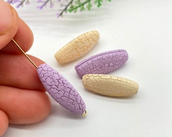 Unique Acrylic Tube Beads ( 20 pcs ) , Purple and Cream Plastic Beads , 25mm High Quality Beads