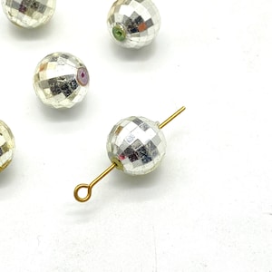 25 Shiny Silver  Vintage German Beads , Findings ,  11 mm , Lucite Beads  - bk095