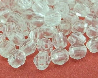 4mm Clear Faceted Beads , Vintage German Beads , Small Beads , 1980s Beads Findings , 250 pcs , Lucite Beads Honeycomb beads