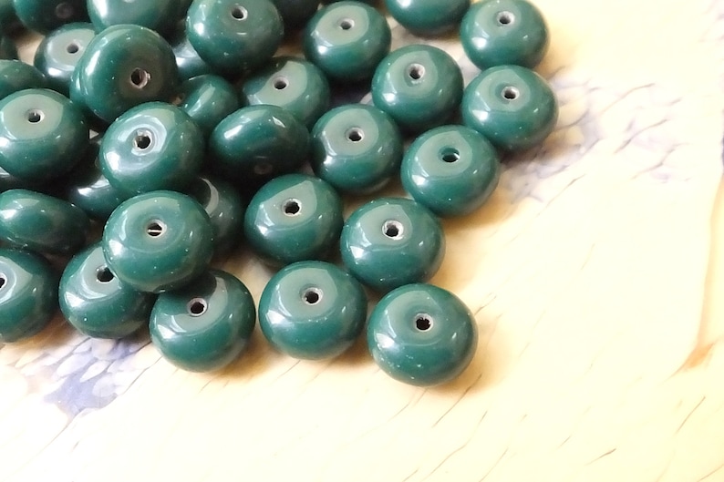 100pcs Findings Lucite Beads 7mm Vintage German Beads Tiny Green Beads Vintage Rondella Beads