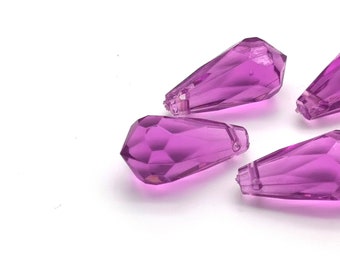 Purple tear drop beads  ( 20 pcs ), 18mm acrylic vintage beads , Beads for earring -  dcb