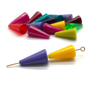 Vintage Cone Beads (20 pcs) , High Quality German Lucite Beads , Pastel Color Earring Supplies