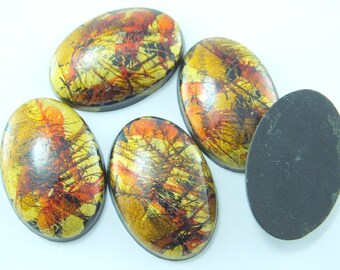 ヴィンテージドイツカボション 8個、プラスチックカボション、27 x 18