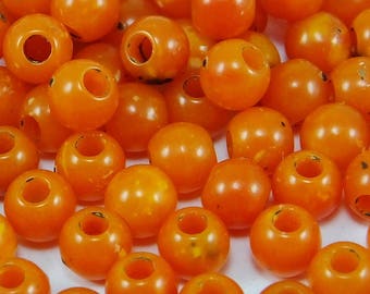 6 mm Round Plastic Beads ,Orange Beads,  250 pcs  Vintage German Beads , Findings , Lucite Beads , Hole Size 2 mm