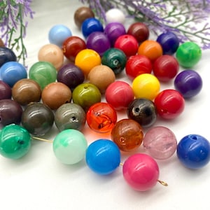 Perline acriliche rotonde vintage, perline da 12 mm per bracciale e orecchini (20 pezzi), perline tedesche vintage di alta qualità