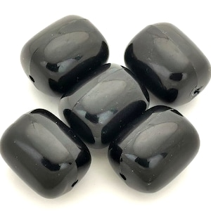 Vintage Black Barrel German Beads (10 pcs) , Findings ,  20mm  Tube Lucite Beads , Large Acrylic Beads - LBB s14