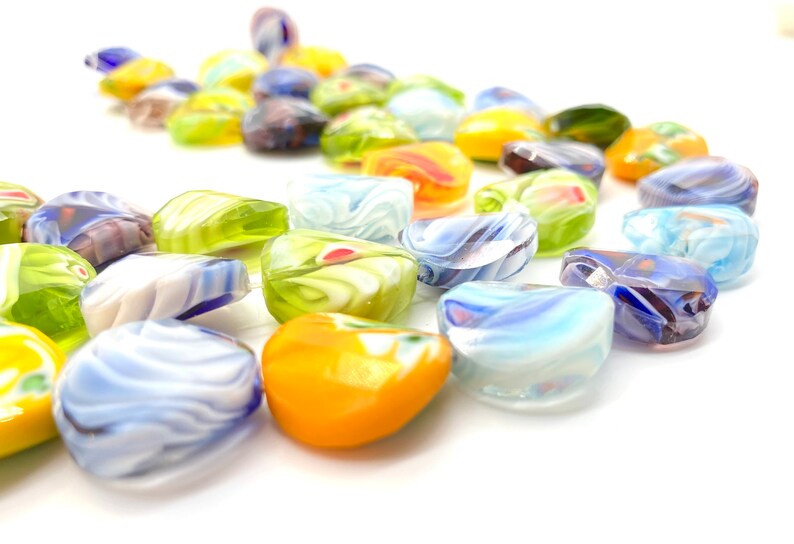 Mix Murano Glass Beads 20x20 mm 15 psc Bracelet Findings , Findings Of Jewelry Lampwork Beads nw image 5