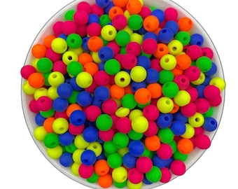 Neon Matte Acrylperlen - 6 mm 8 mm Runde Perlen, helle Farbe Perlen-Set von 50, Schmuck und Bastelbedarf