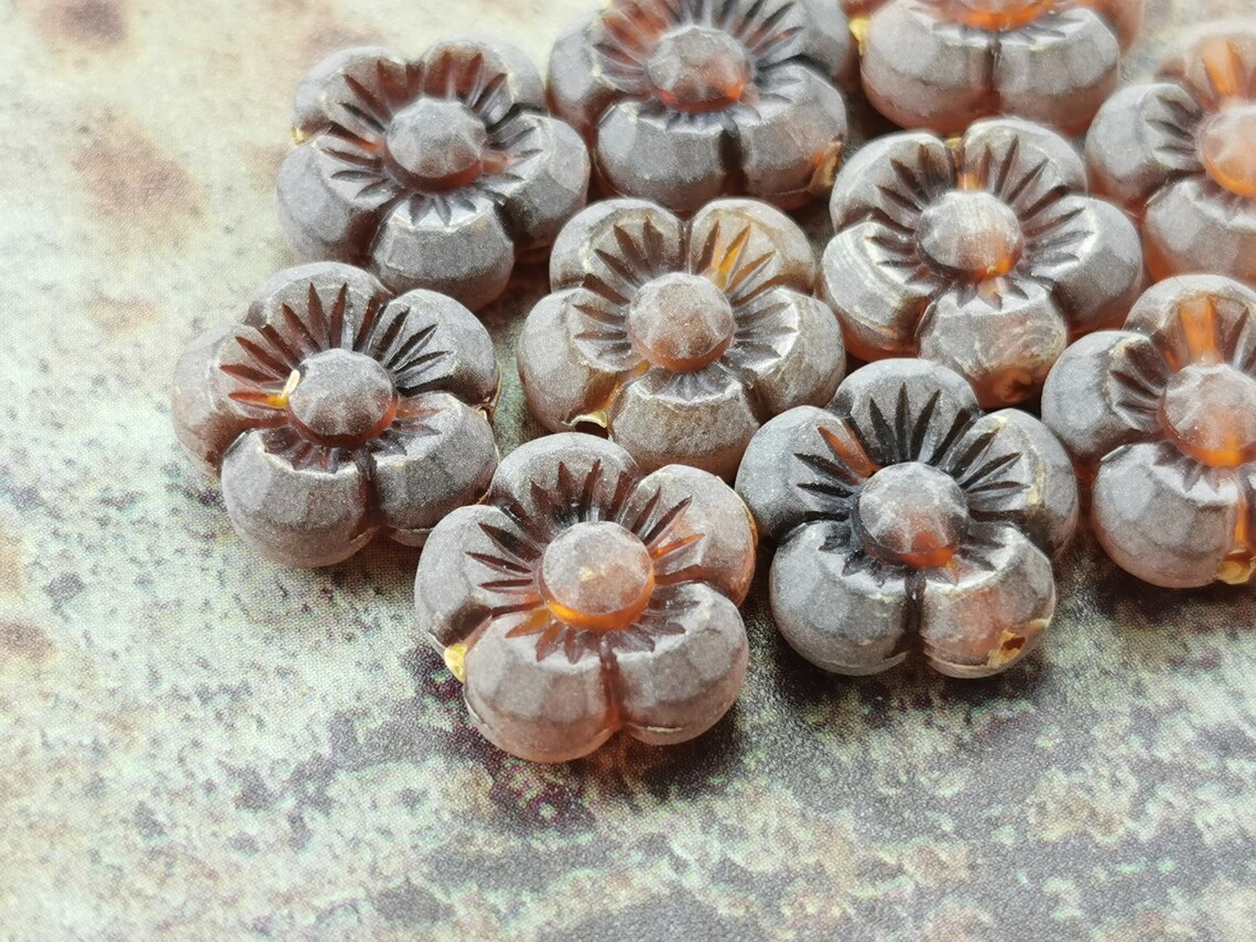 Vintage Flower Beads 20 pcs Vintage German Beads 13 mm Etsy