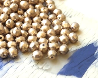 Tiny faceted gold tone beads  , Vintage 4mm lucite beads , Jewellry findings , Lucite beads - B67