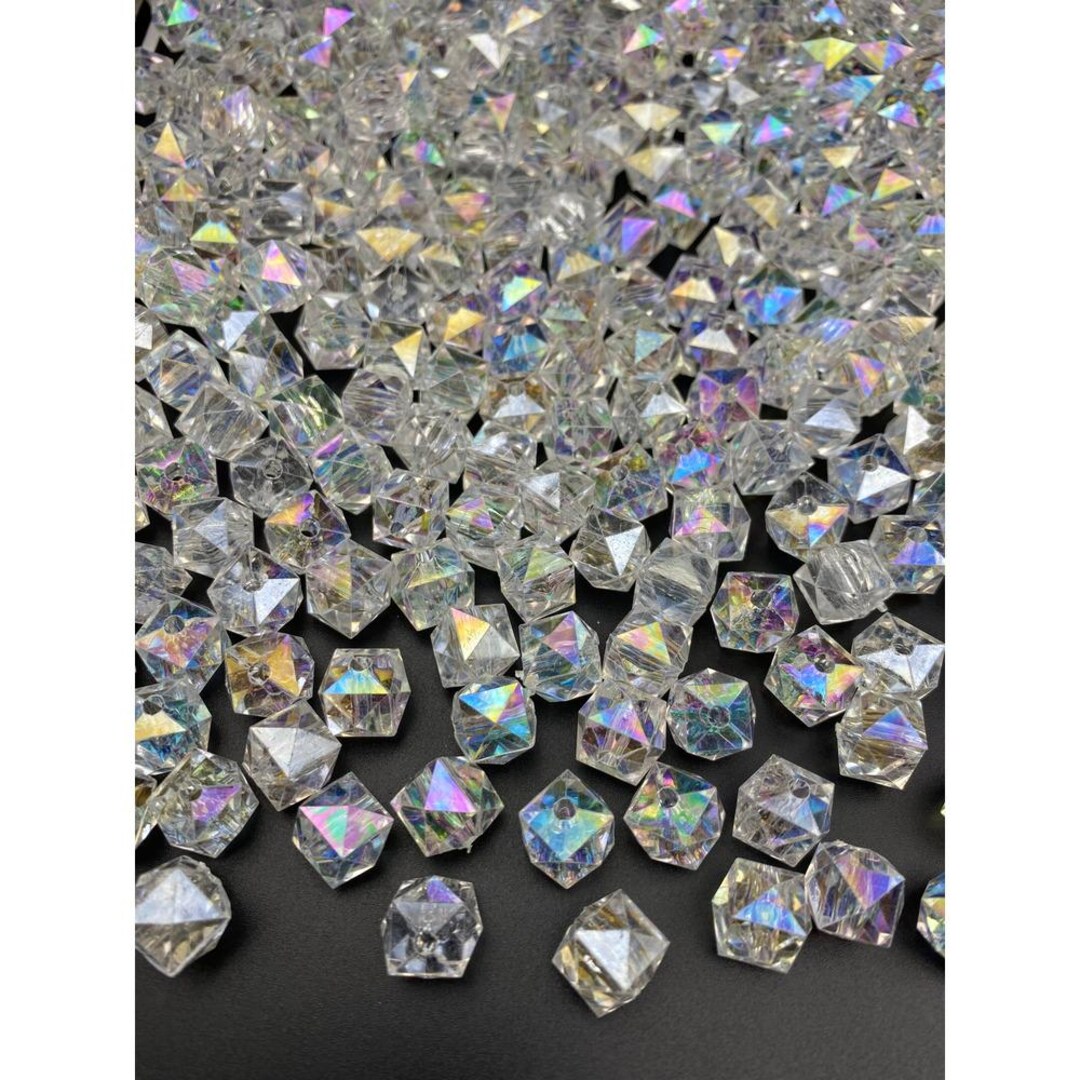 Clear AB Acrylic Beads 10mm – 20 Pcs Faceted Cube Beads – Iridescent ...