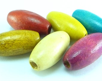 Tube wood beads , 15mm Loose spacer wood beads ,  Color option tube beads