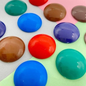 Vintage Circle Duitse Cabochons (8 psc), 28mm Acryl Cabs, Circle lucite cabs, Flat back cabs