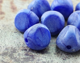 Blue Beads (20 pcs) , 14mm Acrylic Beads , Findings ,  Lucite Beads  - mny