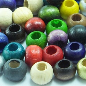 200 pcs 9x6 mm multi color  wood beads , oval shaped wood beads  -ab168