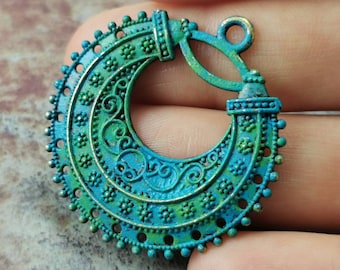 Verdigris 2 psc Wisiorek Patyna Metal Bez niklu Wisiorek, Okucia 38 mm, Naszyjnik Wisiorek Kolczyki Dostawa, Unikalny Design