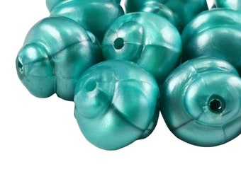 Spiral Plastic Beads (25 pcs ) , Vintage German Beads , 10mm , Lucite Beads , Green beads