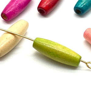 Colorful Wood Tube Beads for Jewelry Making - 22mm