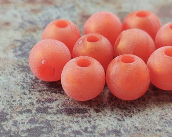 Large Hole Beads (25 pcs) , 10mm Acrylic Beads , Findings , Orange Lucite Beads  - mny