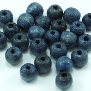 50 pcs Navy Blue  Natural Wood Beads Round ,  Shaped 6 mm , tb073